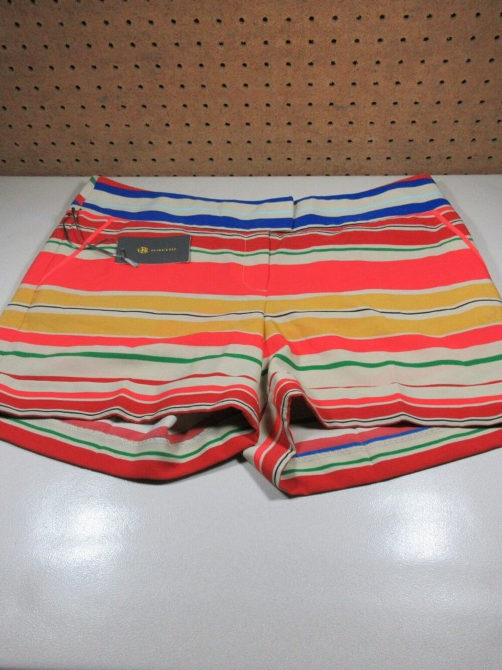 Outback Red womens colorful striped Drew lightweight cuffed casual shorts 12 NWT